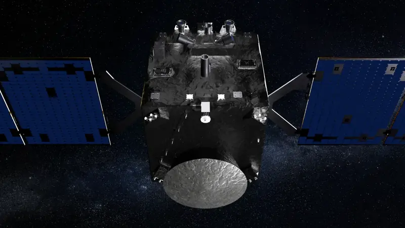 Illustration of ESA's Hera spacecraft in deep space