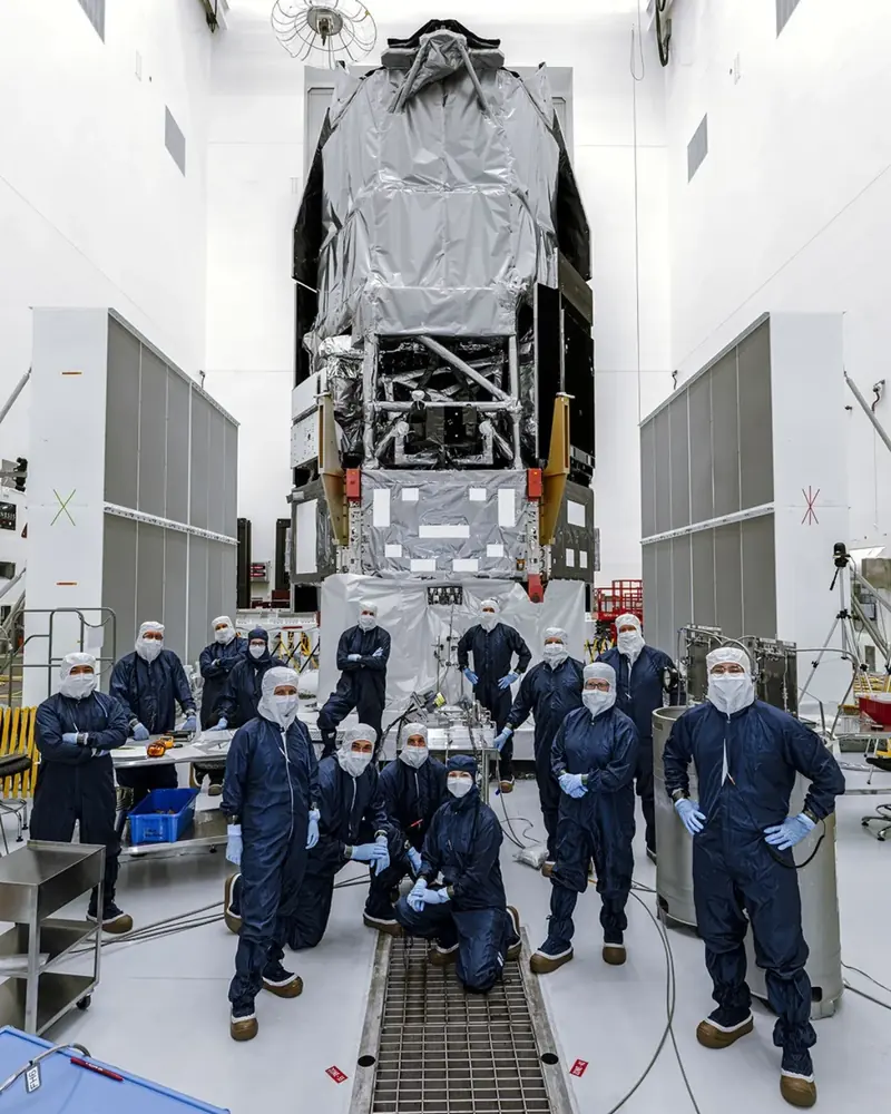 The Roman Space Telescope inside a clean room before launch